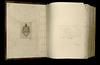 Image of the Gutenberg Bible open to endpapers.